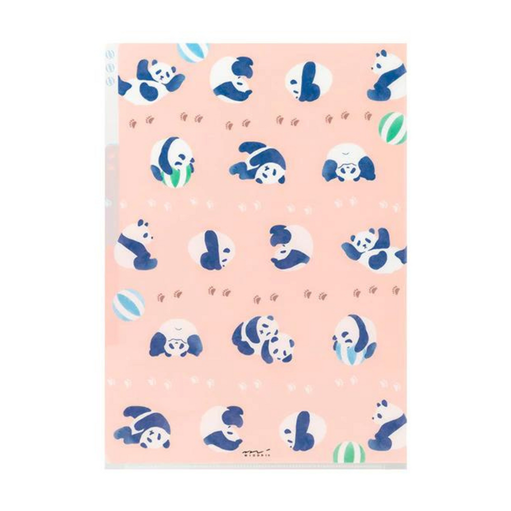 Midori A4 3 Pockets Clear Folder - Panda — side view
