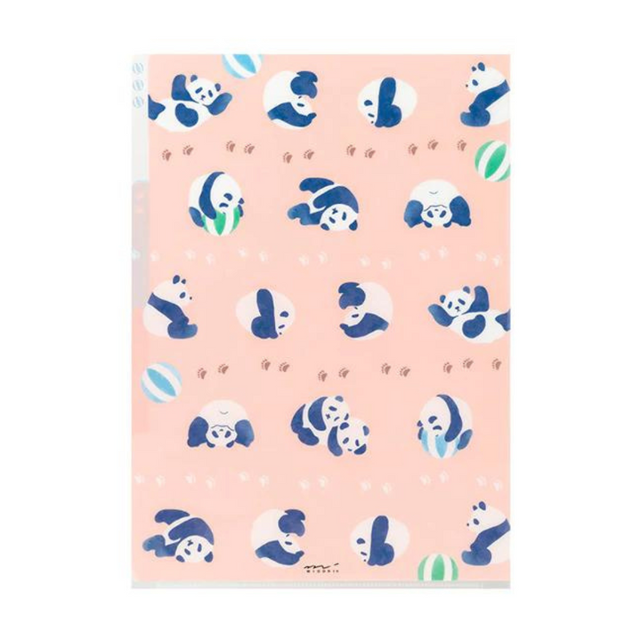 Midori A4 3 Pockets Clear Folder - Panda — side view