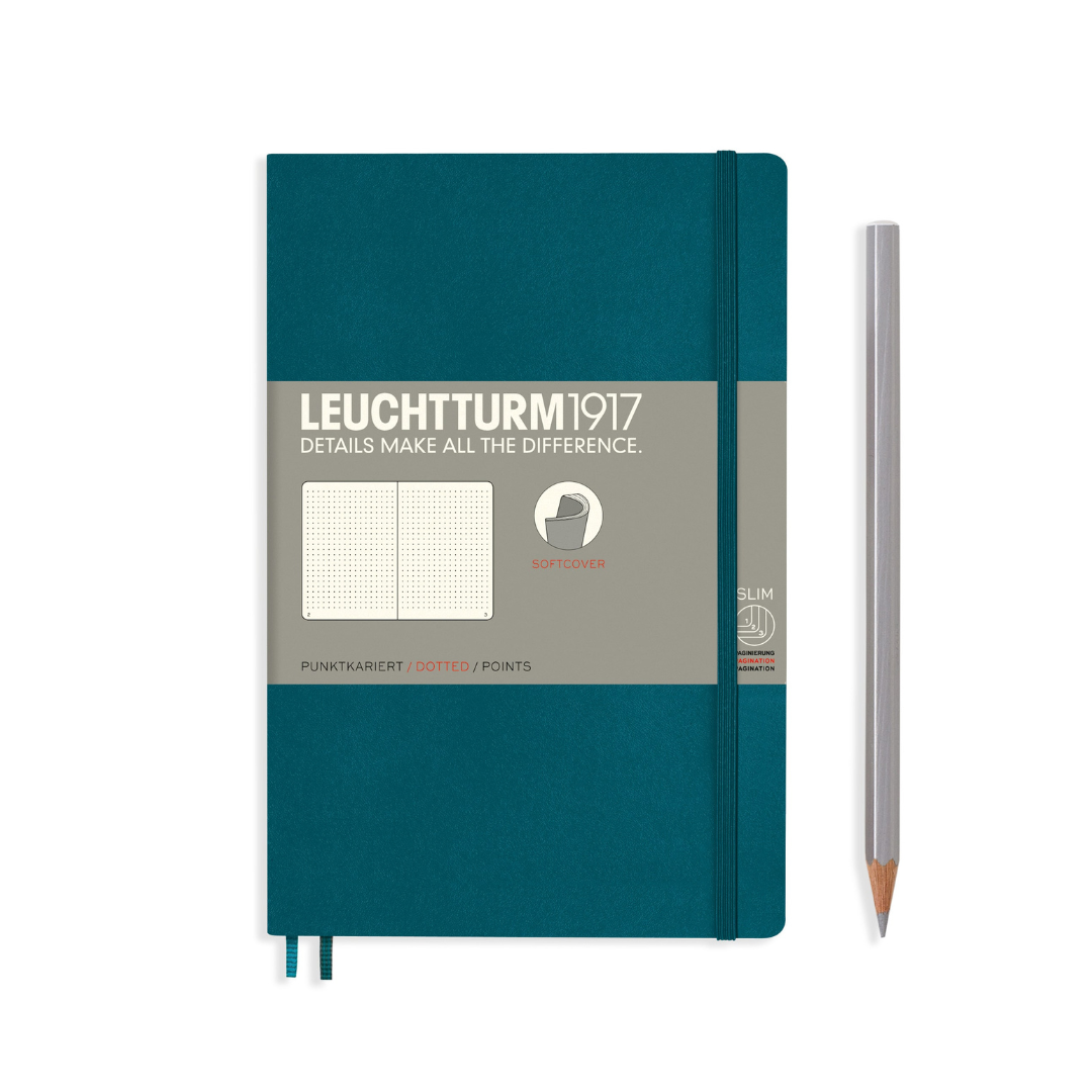 Leuchtturm1917 B6+ Softcover Notebook in Dotted / Pacific Green — Leuchtturm1917 notebook — quality writing journal with premium paper, at Cityluxe Singapore stationery store