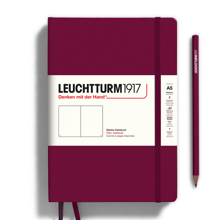 Leuchtturm1917 A5 Medium Hardcover Notebook in Plain / Port Red — Leuchtturm1917 notebook — quality writing journal with premium paper, at Cityluxe Singapore stationery store