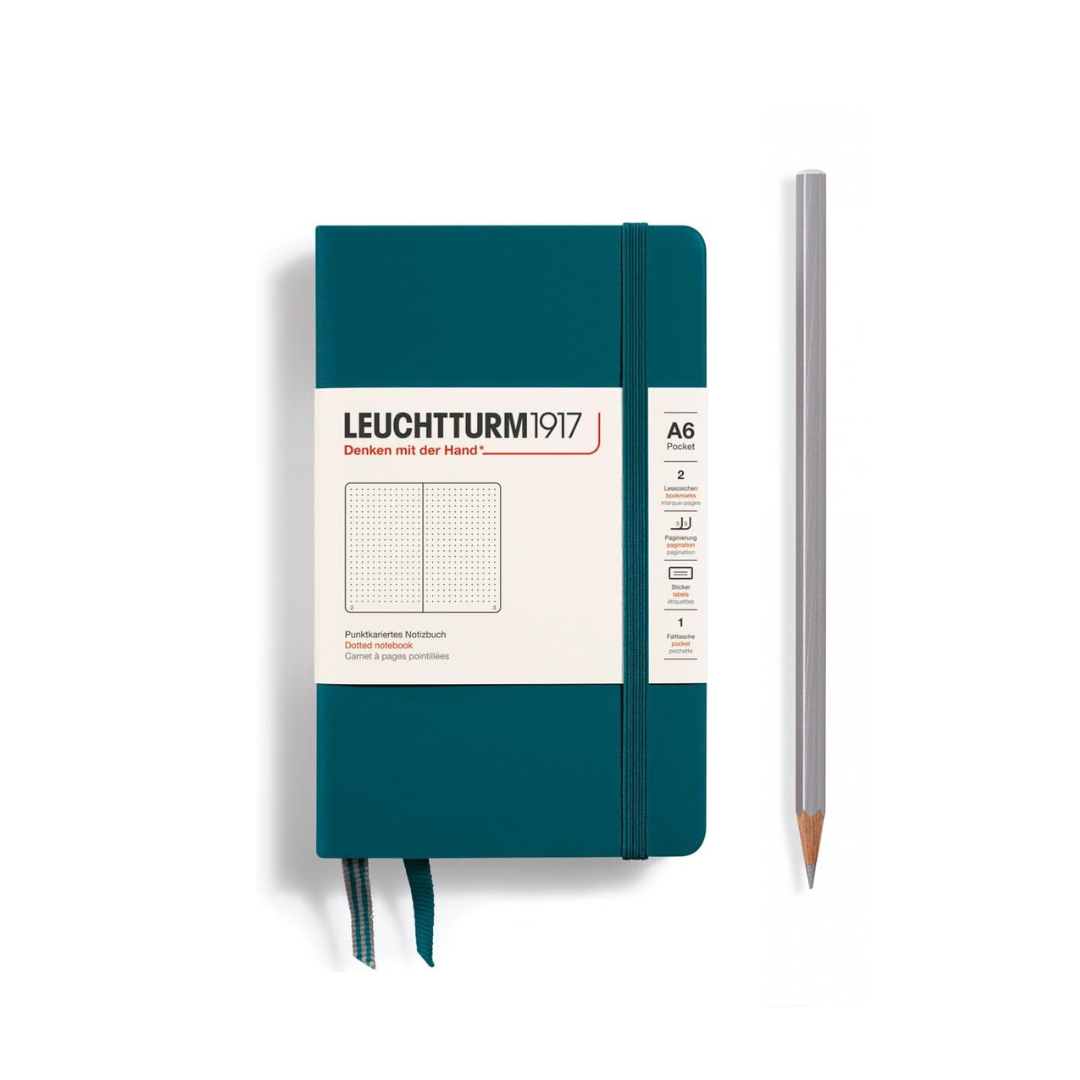 Leuchtturm1917 A6 Pocket Hardcover Notebook in Dotted / Pacific Green — Leuchtturm1917 notebook — quality writing journal with premium paper, at Cityluxe Singapore stationery store
