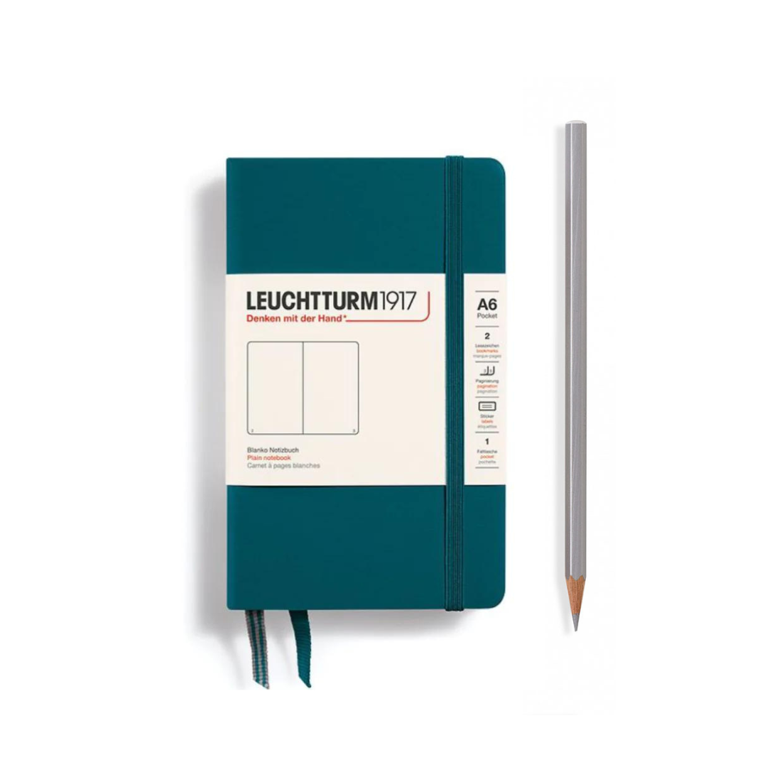 Leuchtturm1917 A6 Pocket Hardcover Notebook in Plain / Pacific Green — Leuchtturm1917 notebook — quality writing journal with premium paper, at Cityluxe Singapore stationery store