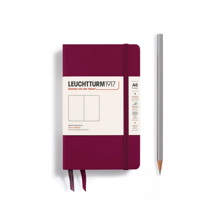 Leuchtturm1917 A6 Pocket Hardcover Notebook in Plain / Port Red — Leuchtturm1917 notebook — quality writing journal with premium paper, at Cityluxe Singapore stationery store