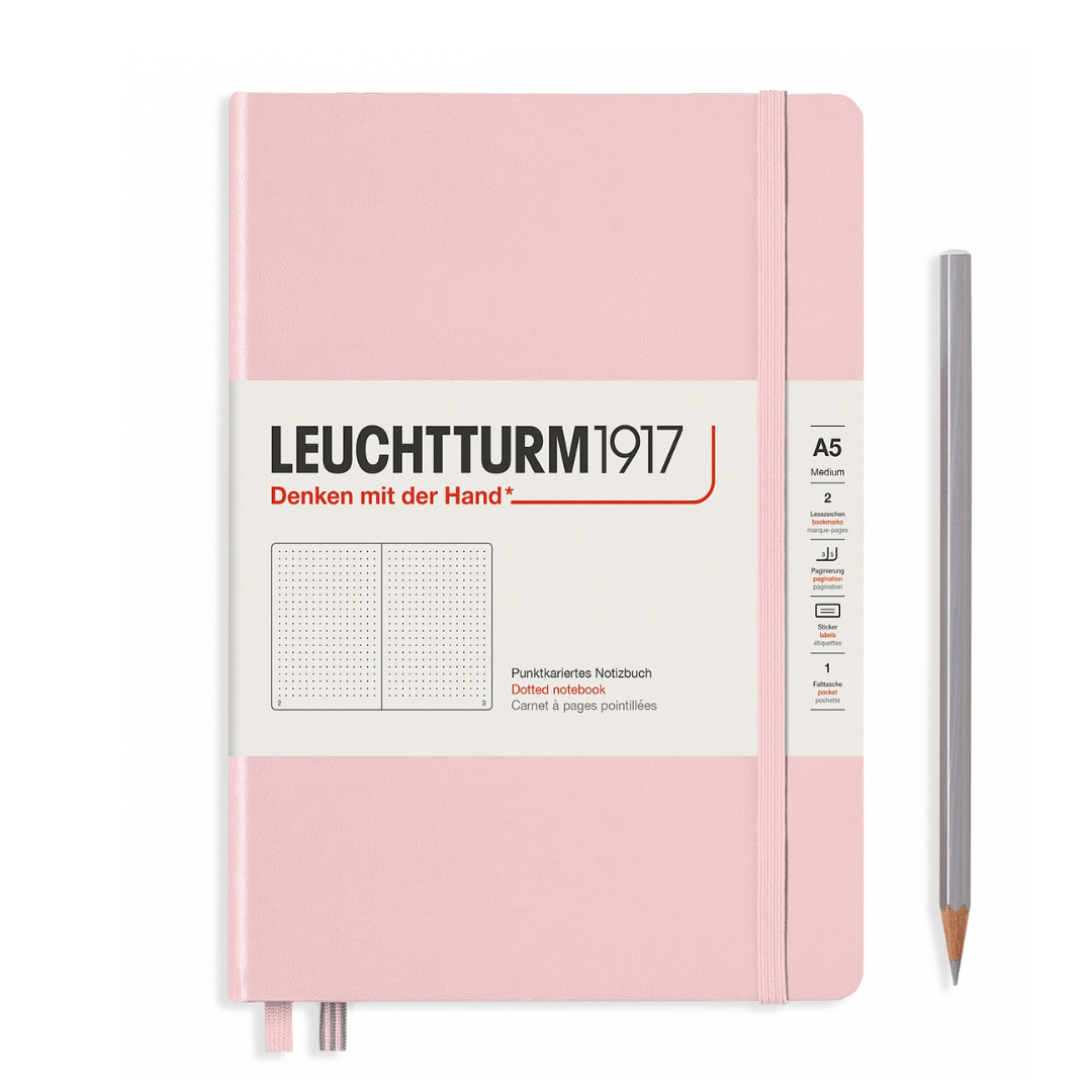 Leuchtturm1917 A5 Medium Hardcover Notebook in Dotted / Powder — Leuchtturm1917 notebook — quality writing journal with premium paper, at Cityluxe Singapore stationery store