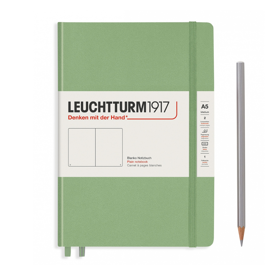 Leuchtturm1917 A5 Medium Hardcover Notebook in Plain / Sage — Leuchtturm1917 notebook — quality writing journal with premium paper, at Cityluxe Singapore stationery store