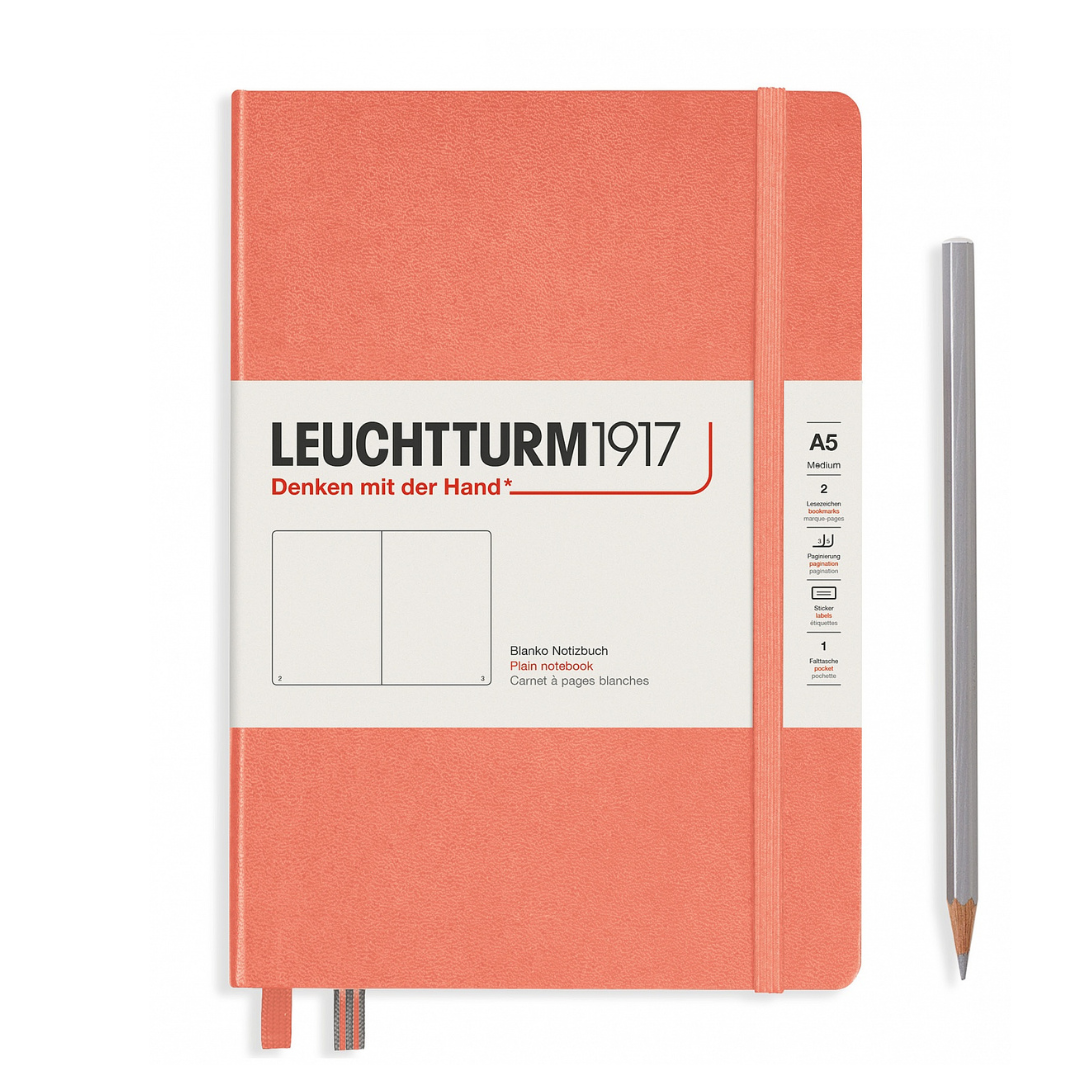 Leuchtturm1917 A5 Medium Hardcover Notebook in Plain / Bellini — Leuchtturm1917 notebook — quality writing journal with premium paper, at Cityluxe Singapore stationery store