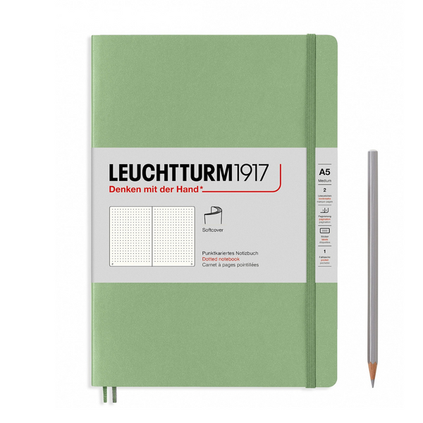 Leuchtturm1917 A5 Medium Softcover Notebook in Dotted / Sage — Leuchtturm1917 notebook — quality writing journal with premium paper, at Cityluxe Singapore stationery store