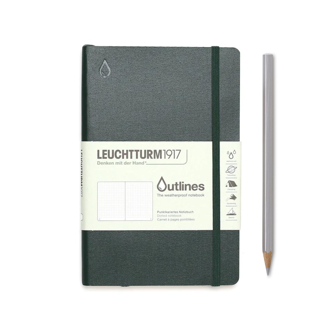 Leuchtturm1917 B6+ Outlines Paperback Weatherproof Flexcover Notebook in Dotted / Walden Green — Leuchtturm1917 notebook — quality writing journal with premium paper, at Cityluxe Singapore stationery 