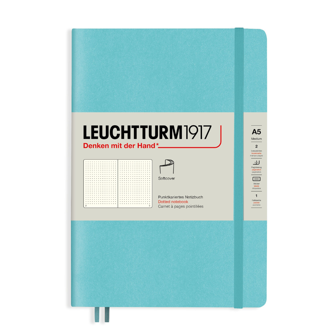 Leuchtturm1917 A5 Medium Softcover Notebook in Dotted / Aquamarine — Leuchtturm1917 notebook — quality writing journal with premium paper, at Cityluxe Singapore stationery store