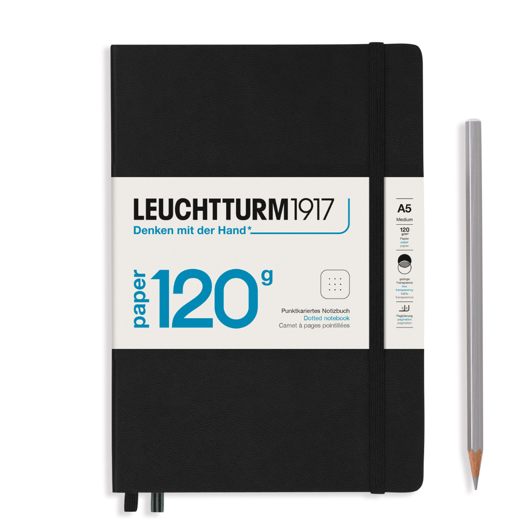 Leuchtturm1917 120G Edition A5 Medium Hardcover Notebook in Dotted / Black — Leuchtturm1917 notebook — quality writing journal with premium paper, at Cityluxe Singapore stationery store