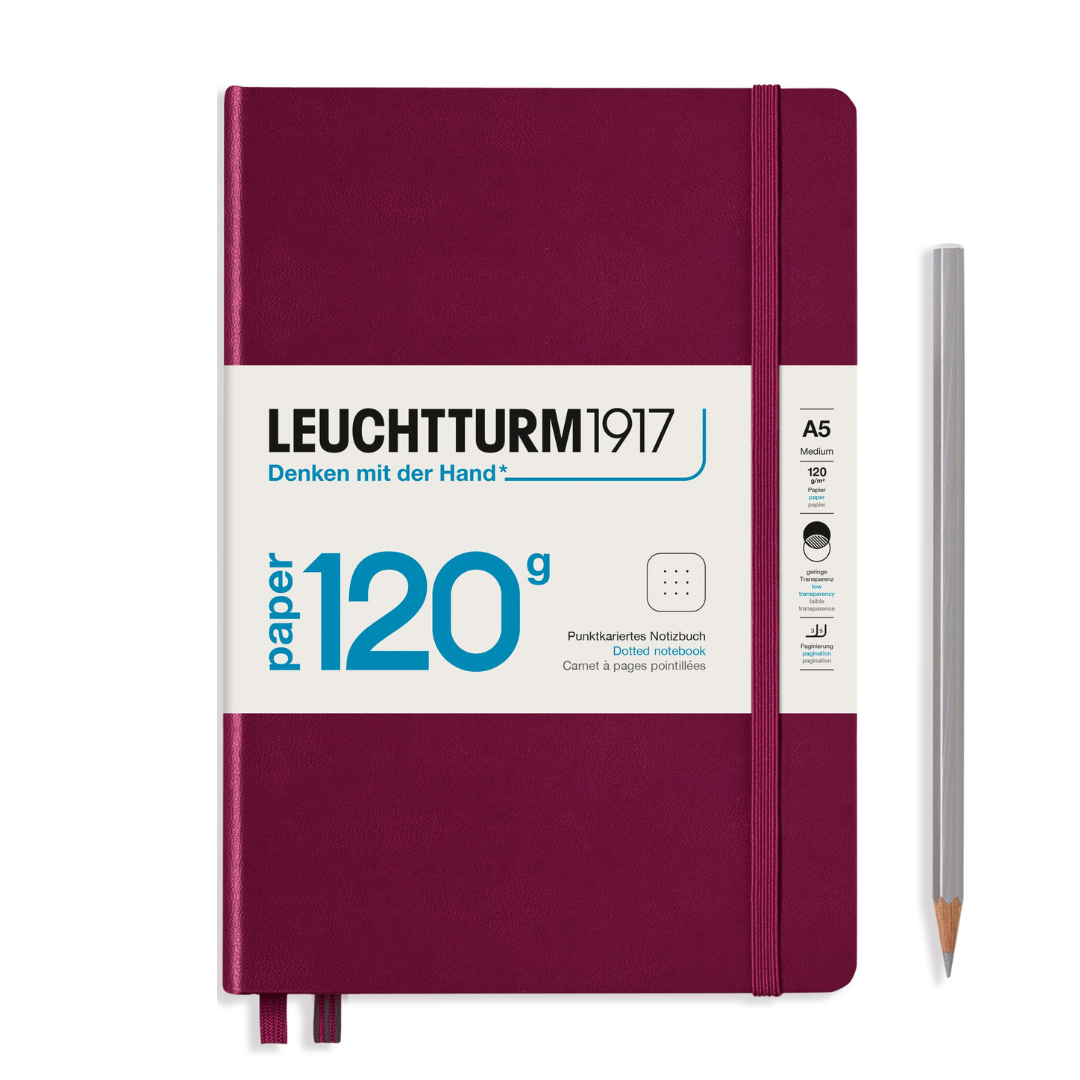 Leuchtturm1917 120G Edition A5 Medium Hardcover Notebook in Dotted / Port Red — Leuchtturm1917 notebook — quality writing journal with premium paper, at Cityluxe Singapore stationery store