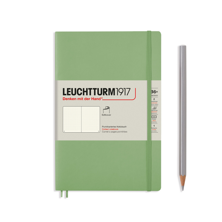 Leuchtturm1917 B6+ Softcover Notebook in Dotted / Sage — Leuchtturm1917 notebook — quality writing journal with premium paper, at Cityluxe Singapore stationery store