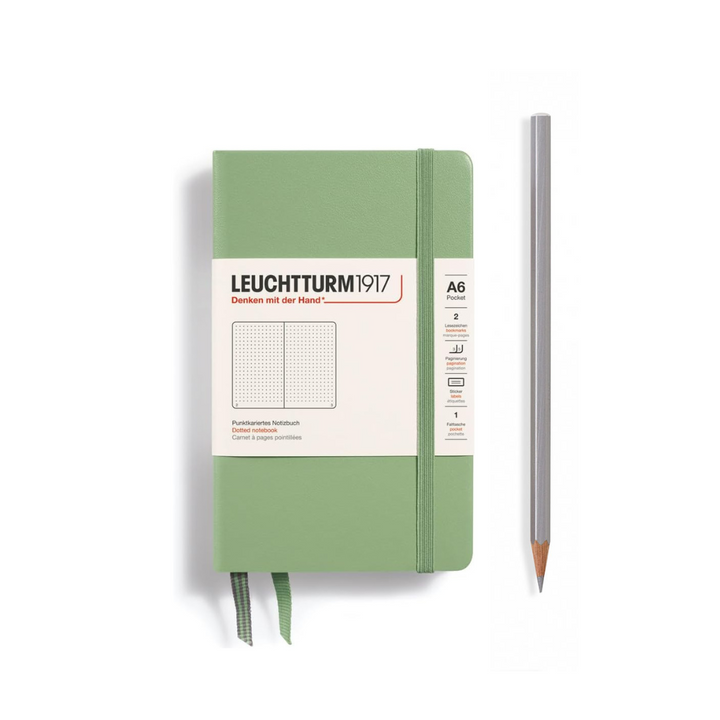 Leuchtturm1917 A6 Pocket Hardcover Notebook in Dotted / Sage — Leuchtturm1917 notebook — quality writing journal with premium paper, at Cityluxe Singapore stationery store