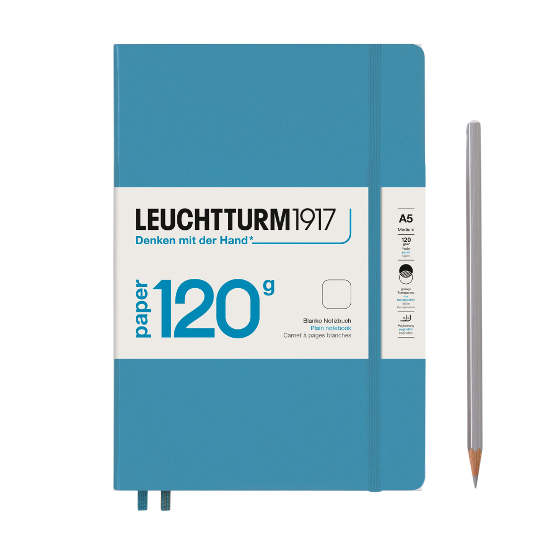 Leuchtturm1917 120G Edition A5 Medium Hardcover Notebook in Plain / Nordic Blue — Leuchtturm1917 notebook — quality writing journal with premium paper, at Cityluxe Singapore stationery store