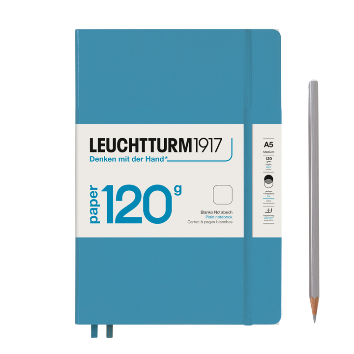 Leuchtturm1917 120G Edition A5 Medium Hardcover Notebook in Plain / Nordic Blue — Leuchtturm1917 notebook — quality writing journal with premium paper, at Cityluxe Singapore stationery store
