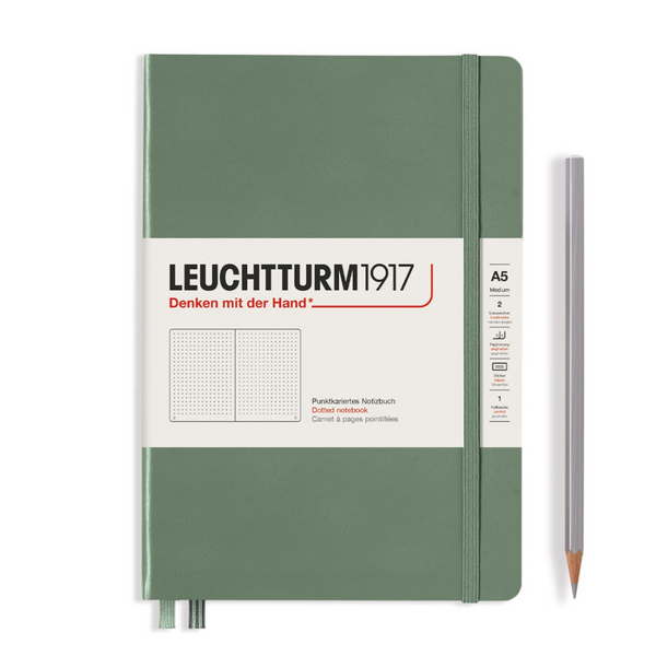 Leuchtturm1917 A5 Medium Hardcover Notebook in Dotted / Olive — Leuchtturm1917 notebook — quality writing journal with premium paper, at Cityluxe Singapore stationery store