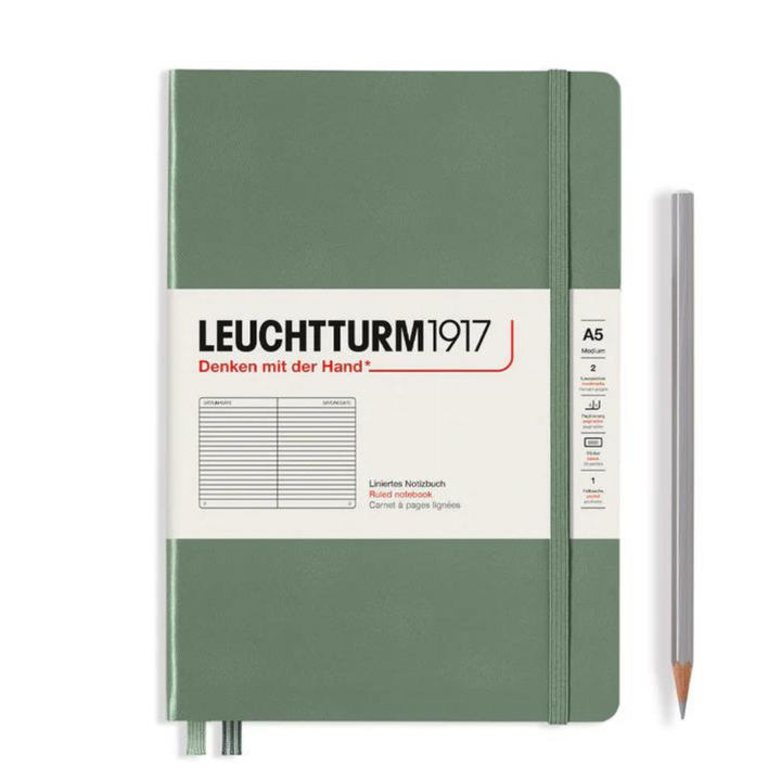 Leuchtturm1917 A5 Medium Hardcover Notebook in Ruled / Olive — Leuchtturm1917 notebook — quality writing journal with premium paper, at Cityluxe Singapore stationery store