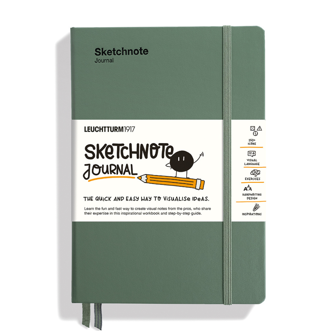 Leuchtturm1917 A5 Medium Sketchnote Hardcover Journal in Olive — Leuchtturm1917 notebook — quality writing journal with premium paper, at Cityluxe Singapore stationery store