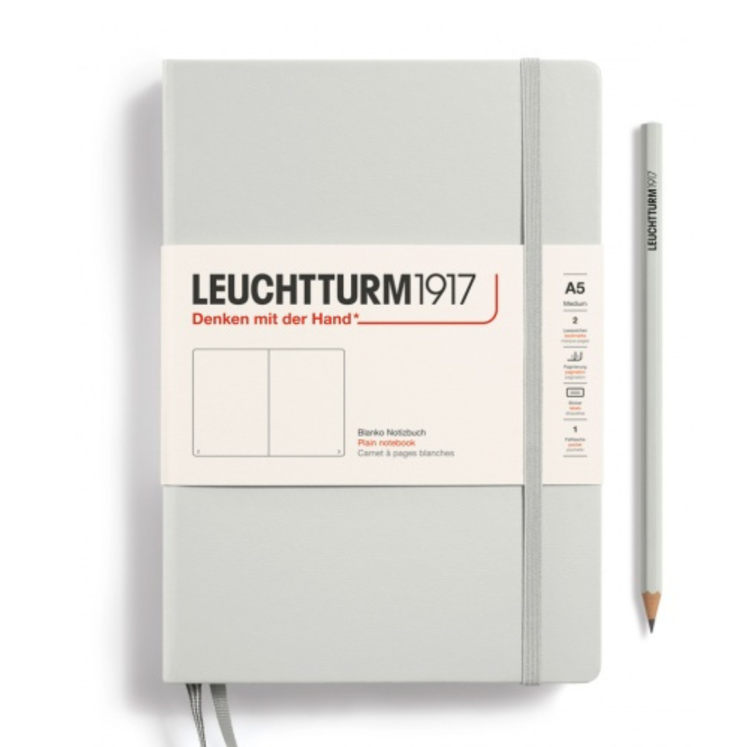 Leuchtturm1917 Natural Colours A5 Medium Hardcover Notebook in Light Grey — Leuchtturm1917 notebook — quality writing journal with premium paper, at Cityluxe Singapore stationery store