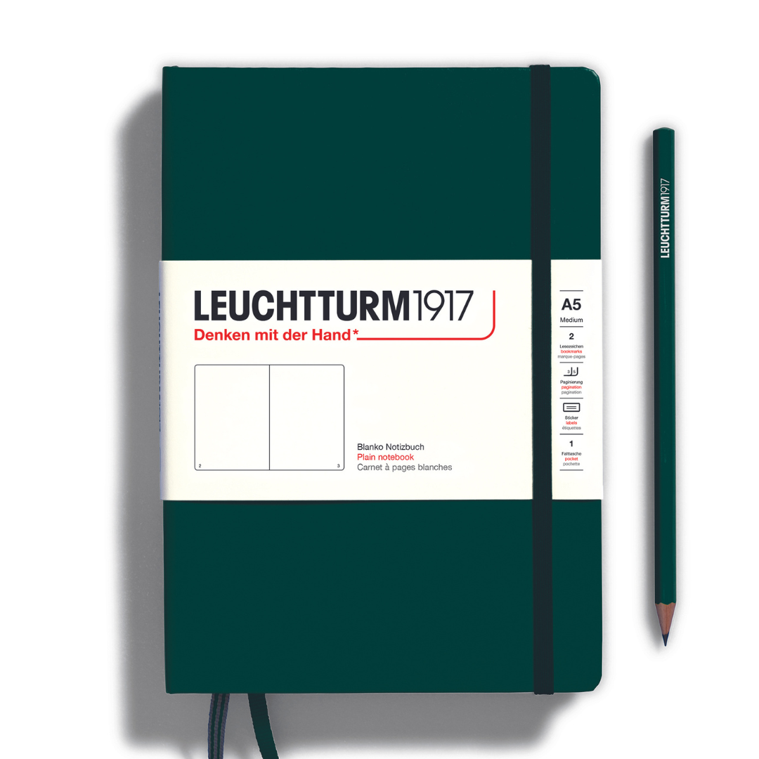 Leuchtturm1917 Natural Colours A5 Medium Hardcover Notebook in Forest Green — Leuchtturm1917 notebook — quality writing journal with premium paper, at Cityluxe Singapore stationery store