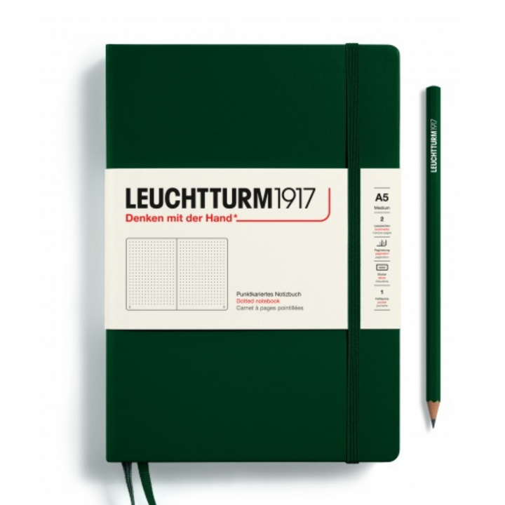 Leuchtturm1917 Natural Colours A5 Medium Hardcover Notebook in Forest Green — Leuchtturm1917 notebook — quality writing journal with premium paper, at Cityluxe Singapore stationery store