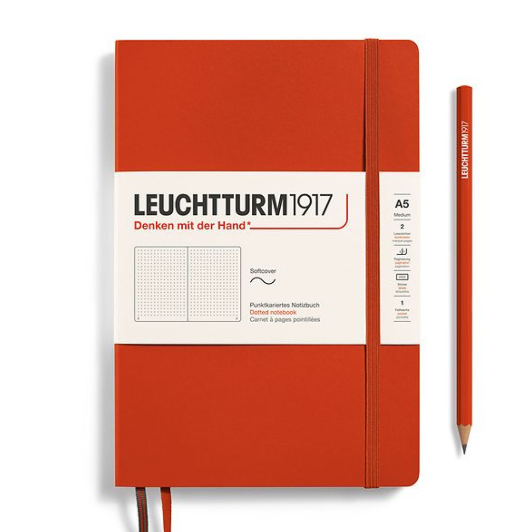 Leuchtturm1917 Natural Colours A5 Medium Softcover Notebook - Fox Red / Dotted — front cover