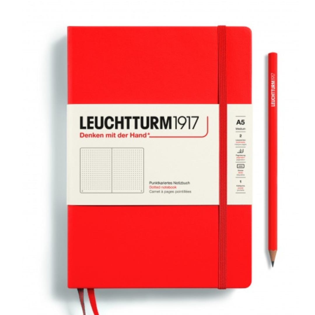 Leuchtturm1917 Recombine A5 Medium Hardcover Notebook - Dotted / Lobster — front cover