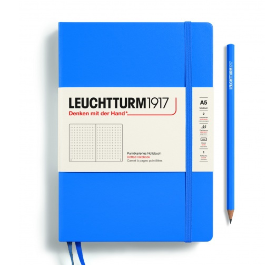Leuchtturm1917 Recombine A5 Medium Hardcover Notebook - Dotted / Sky — front cover