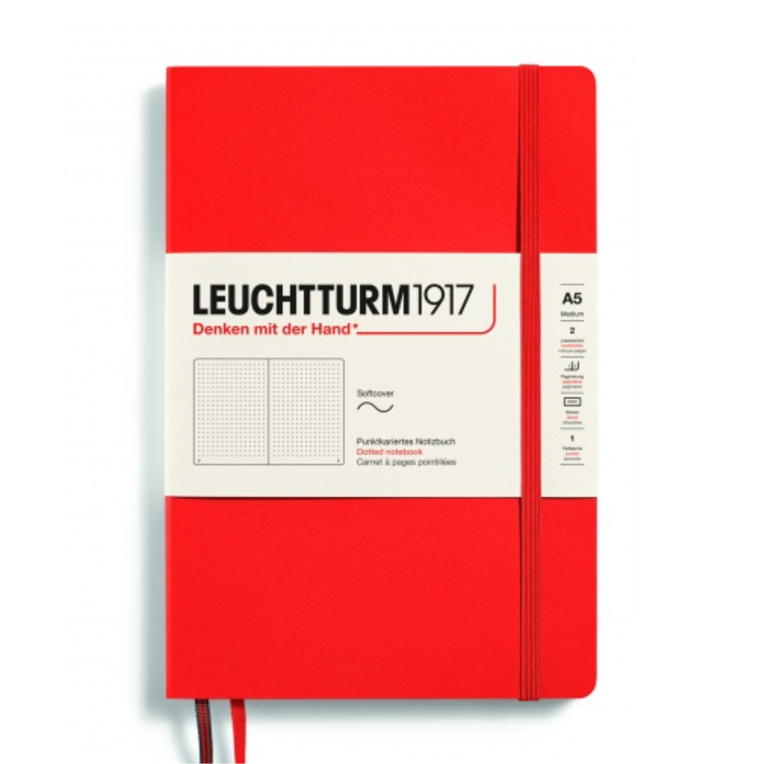 Leuchtturm1917 Recombine A5 Medium Softcover Notebook - Dotted / Lobster — ruling detail