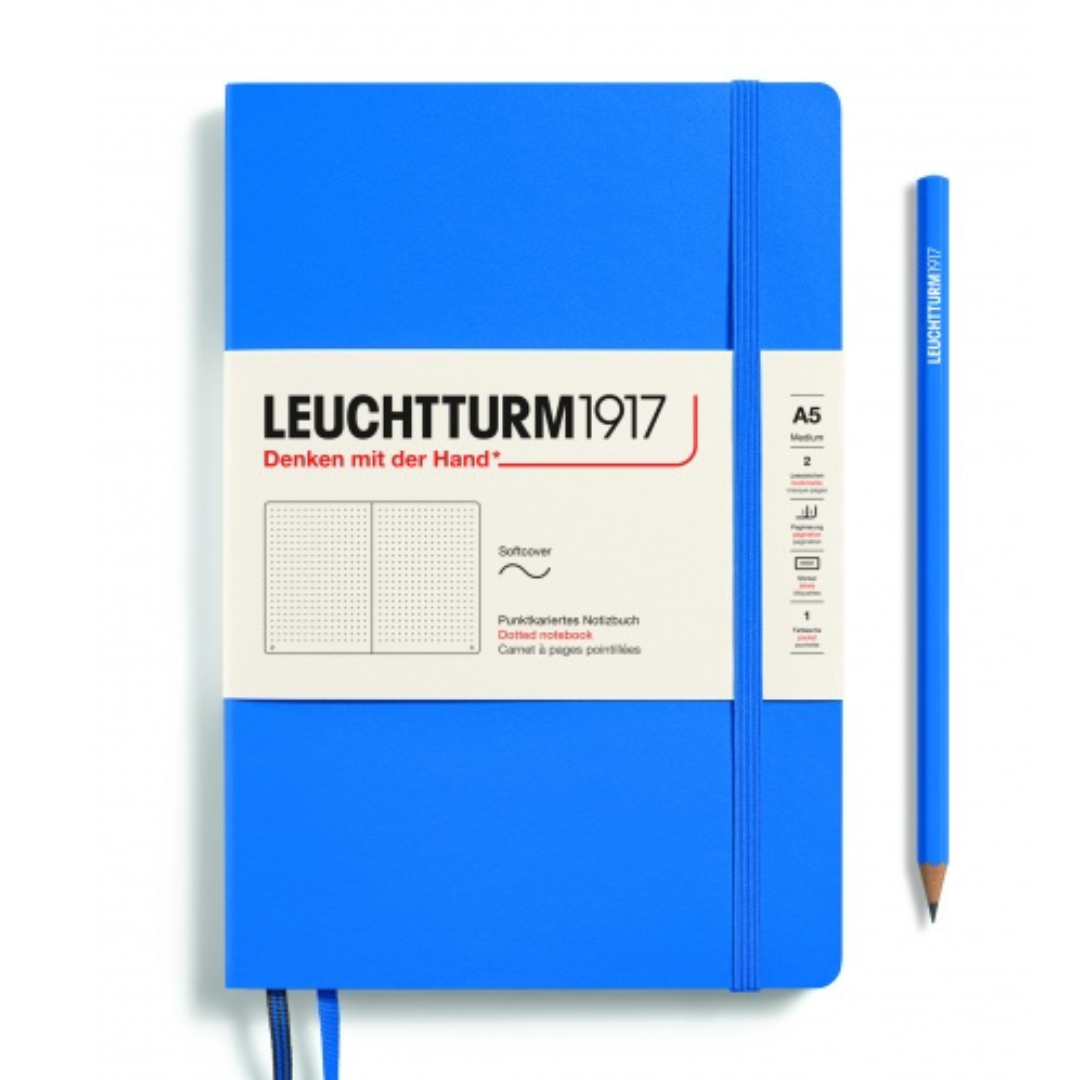 Leuchtturm1917 Recombine A5 Medium Softcover Notebook - Dotted / Sky — front cover