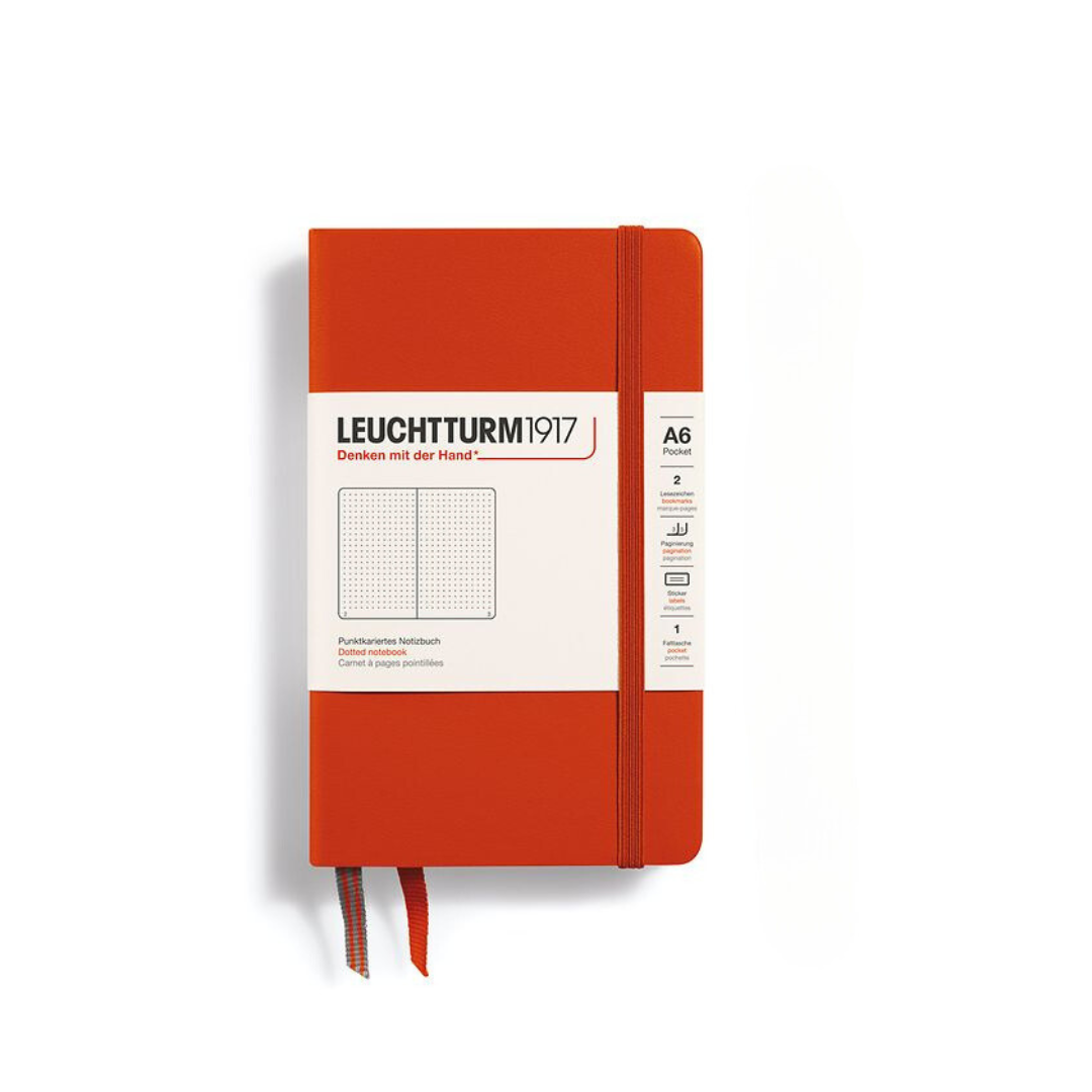 Leuchtturm1917 A6 Pocket Hardcover Notebook - Dotted / Fox Red — ruling detail