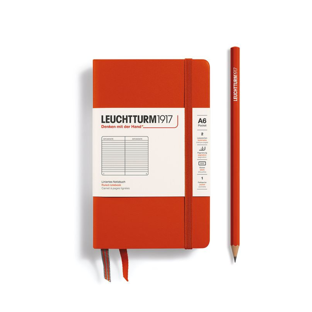 Leuchtturm1917 A6 Pocket Hardcover Notebook - Ruled / Fox Red — front cover