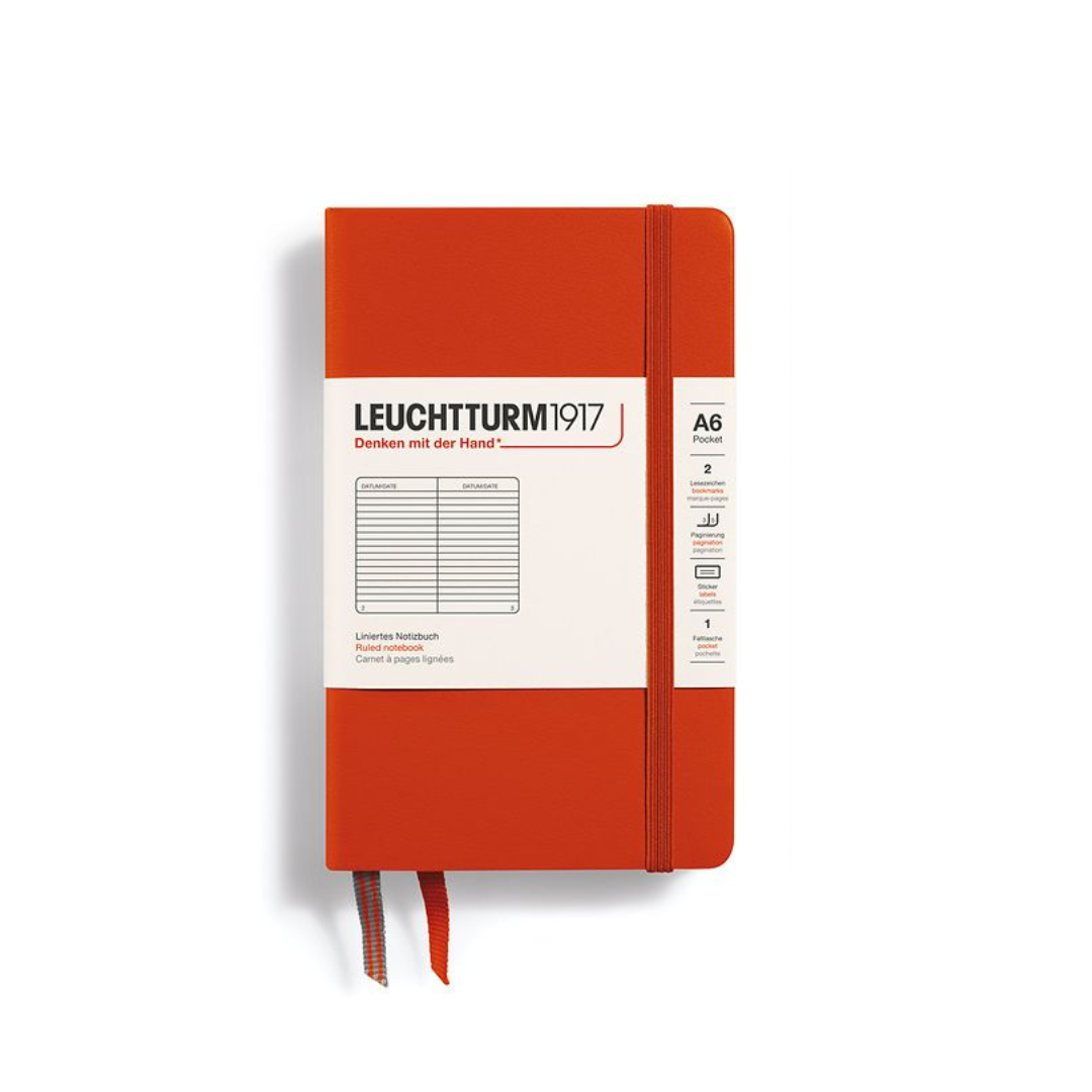 Leuchtturm1917 A6 Pocket Hardcover Notebook - Ruled / Fox Red — ruling detail