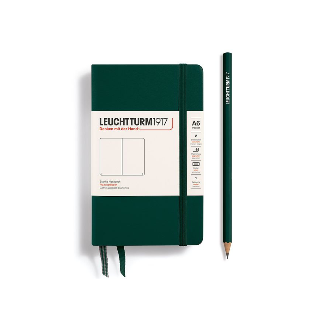 Leuchtturm1917 A6 Pocket Hardcover Notebook - Plain / Forest Green — front cover