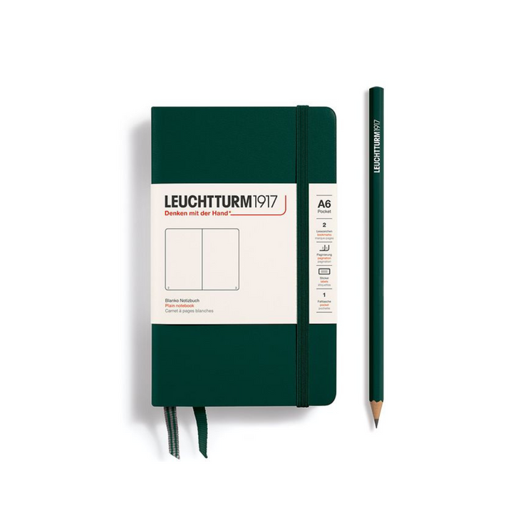 Leuchtturm1917 A6 Pocket Hardcover Notebook - Plain / Forest Green — front cover