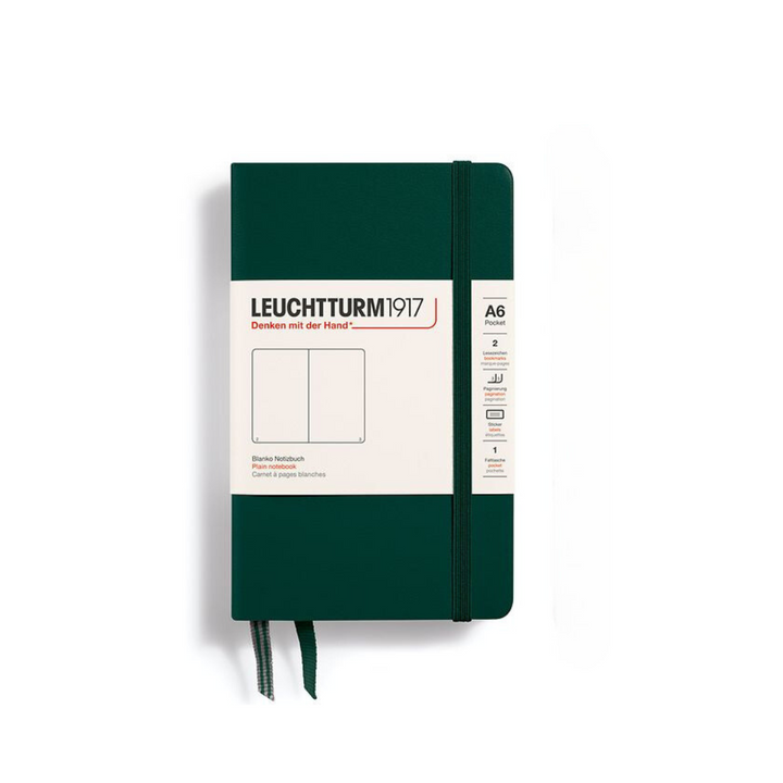 Leuchtturm1917 A6 Pocket Hardcover Notebook - Plain / Forest Green — ruling detail