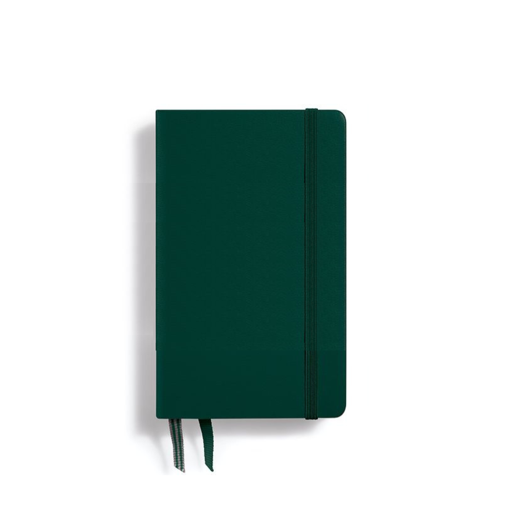 Leuchtturm1917 A6 Pocket Hardcover Notebook - Plain / Forest Green — open spread