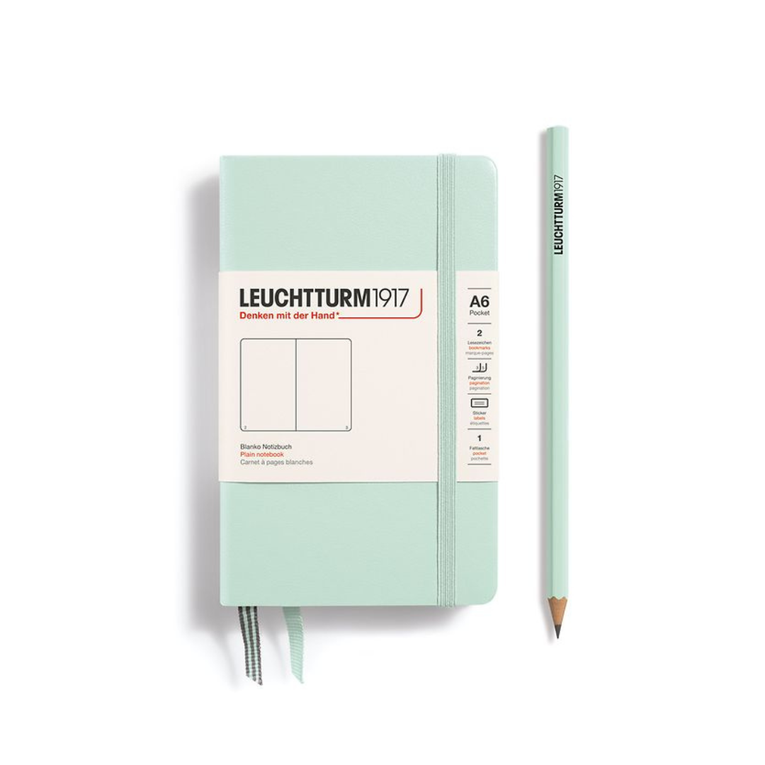 Leuchtturm1917 A6 Pocket Hardcover Notebook - Plain / Mint Green — front cover