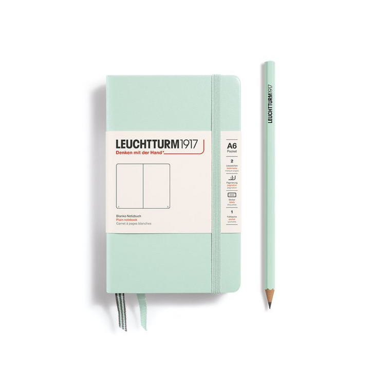 Leuchtturm1917 A6 Pocket Hardcover Notebook - Plain / Mint Green — front cover