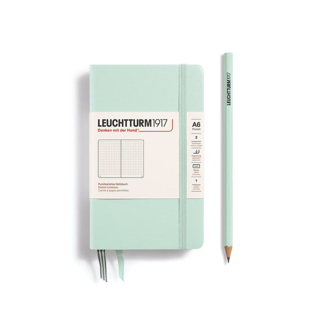 Leuchtturm1917 A6 Pocket Hardcover Notebook - Dotted / Mint Green — front cover