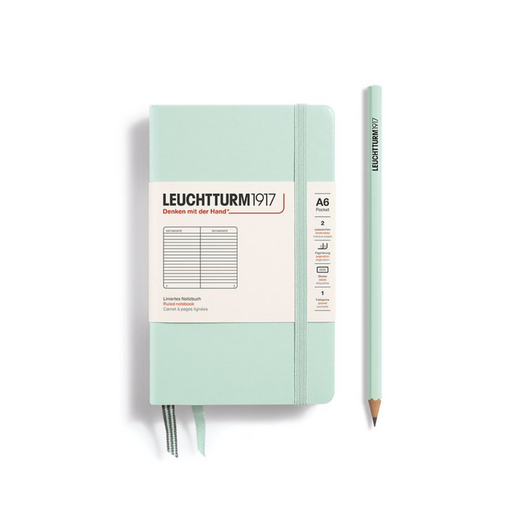 Leuchtturm1917 A6 Pocket Hardcover Notebook - Ruled / Mint Green — front cover