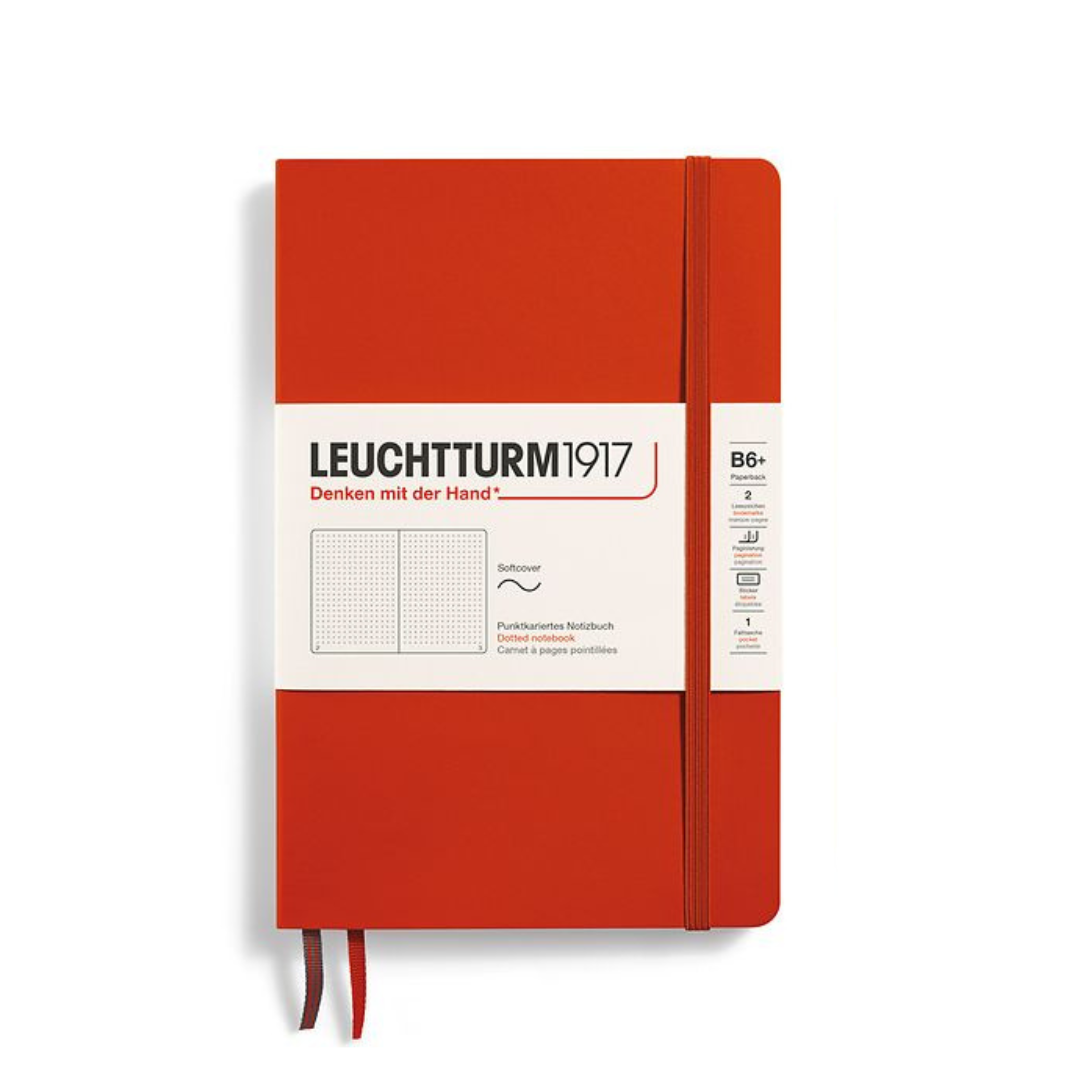 Leuchtturm1917 B6+ Softcover Paperback Notebook - Dotted / Fox Red — ruling detail