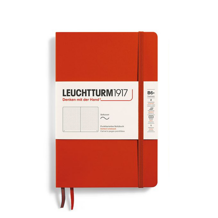 Leuchtturm1917 B6+ Softcover Paperback Notebook - Dotted / Fox Red — ruling detail