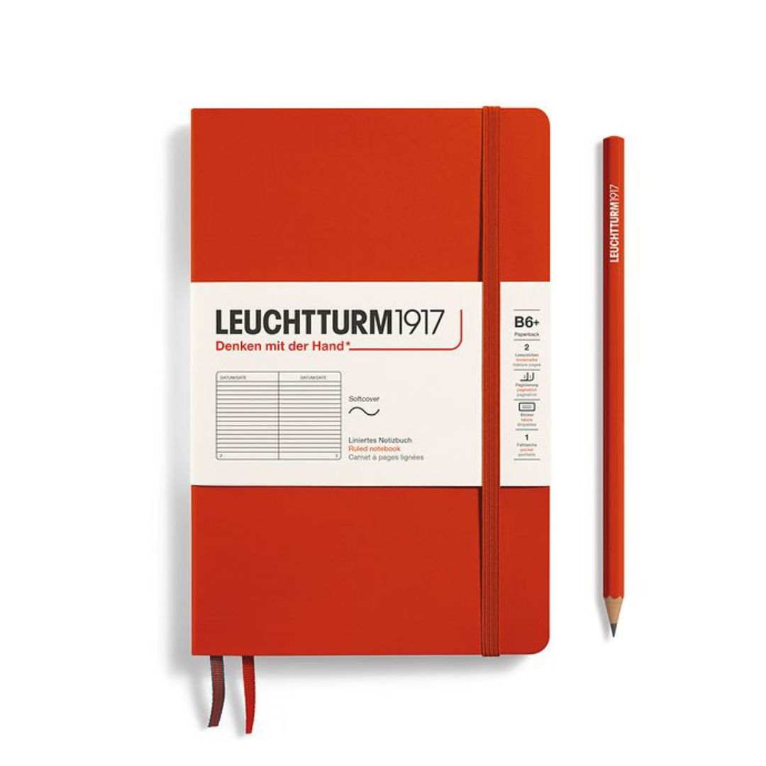 Leuchtturm1917 B6+ Softcover Paperback Notebook - Ruled / Fox Red — front cover