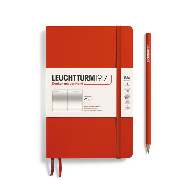 Leuchtturm1917 B6+ Softcover Paperback Notebook - Ruled / Fox Red — front cover