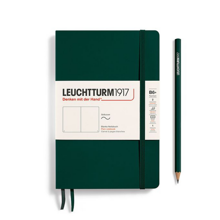 Leuchtturm1917 B6+ Softcover Paperback Notebook - Plain / Forest Green — front cover