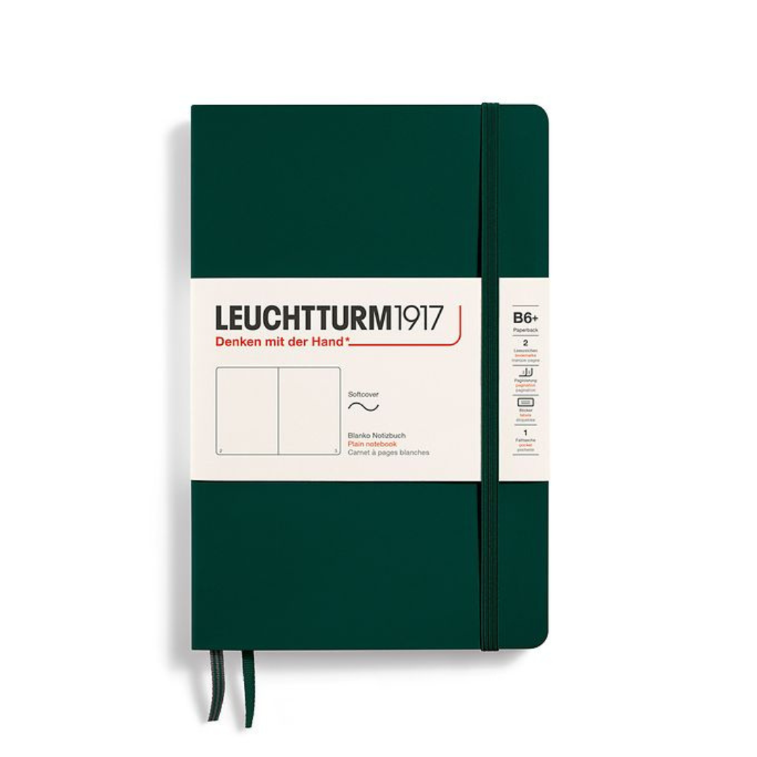 Leuchtturm1917 B6+ Softcover Paperback Notebook - Plain / Forest Green — ruling detail