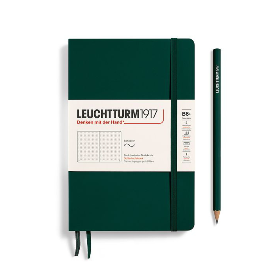 Leuchtturm1917 B6+ Softcover Paperback Notebook - Dotted / Forest Green — front cover