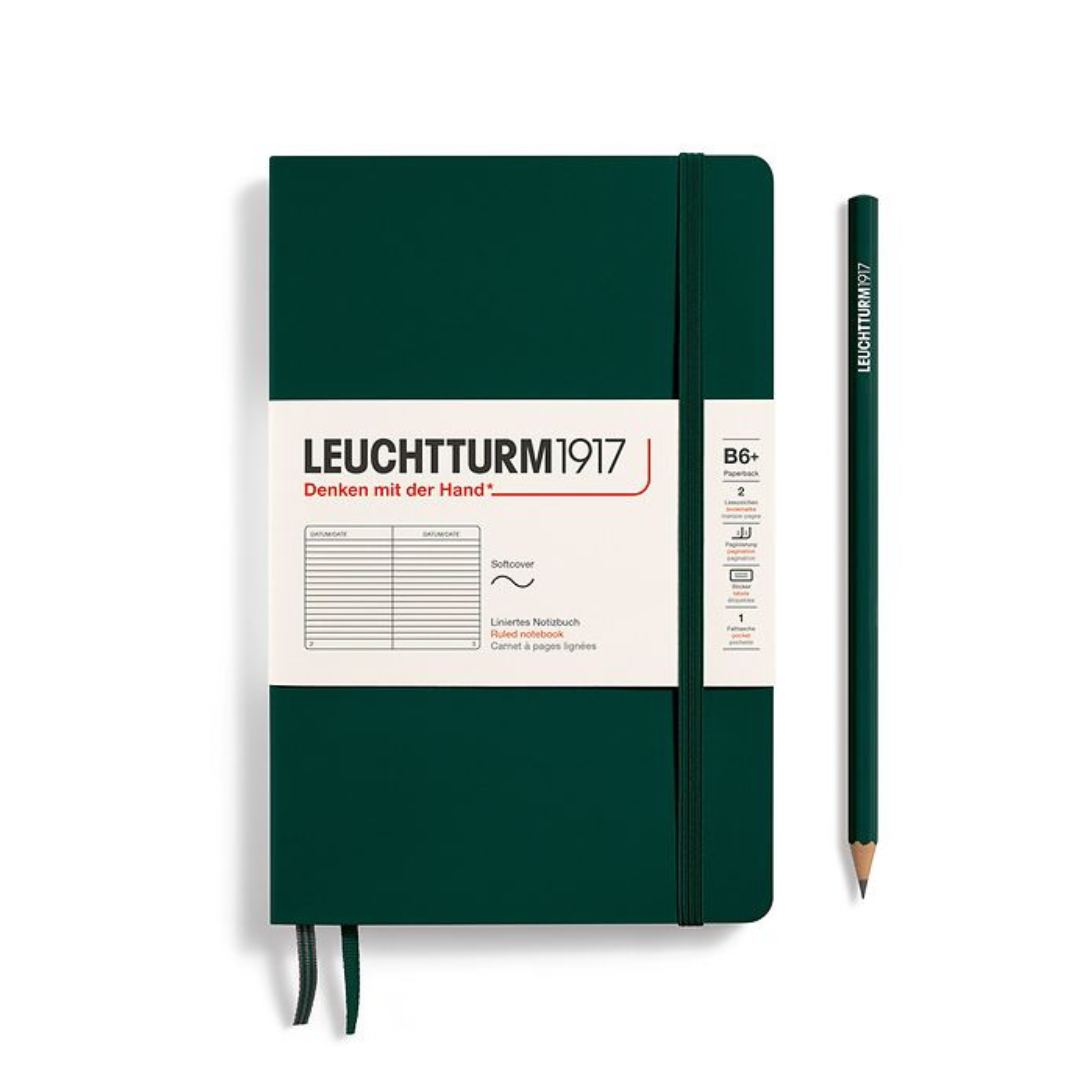 Leuchtturm1917 B6+ Softcover Paperback Notebook - Ruled / Forest Green — front cover
