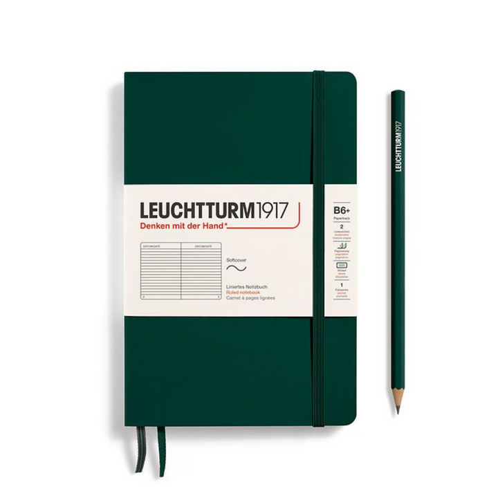 Leuchtturm1917 B6+ Softcover Paperback Notebook - Ruled / Forest Green — front cover